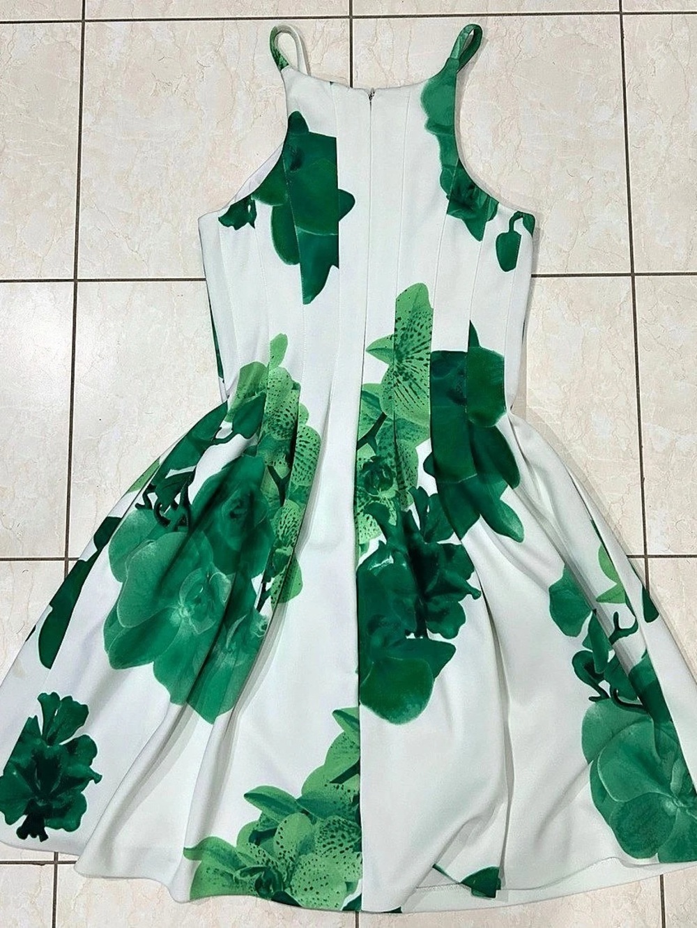 Calvin Klein Floral Mini Dress in White & Green Like New